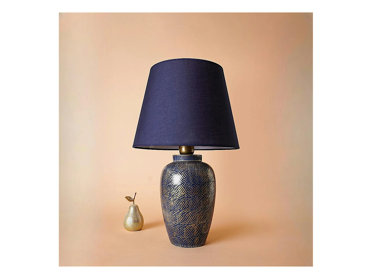 Lampe de salon moderne bleue avec motifs dorés KARS