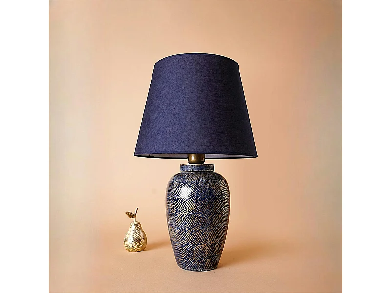Lampe de salon moderne bleue avec motifs dorés KARS