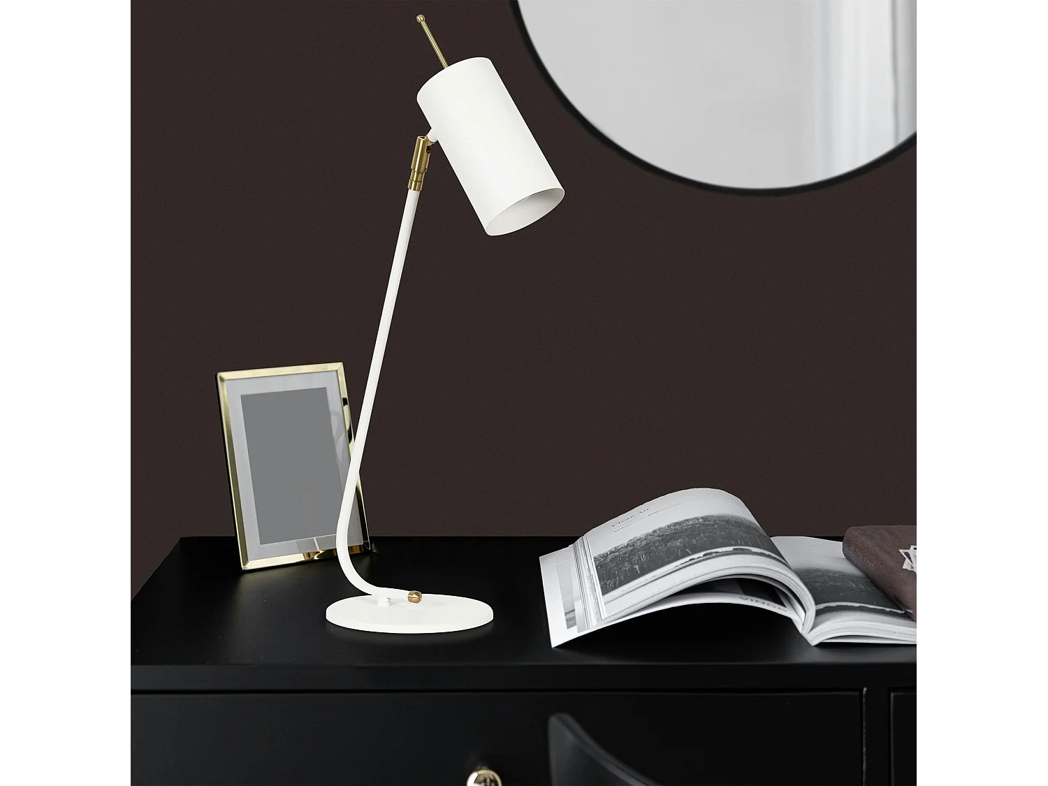 Lampe de table blanche, abat-jour orientable moderne chic SFAX