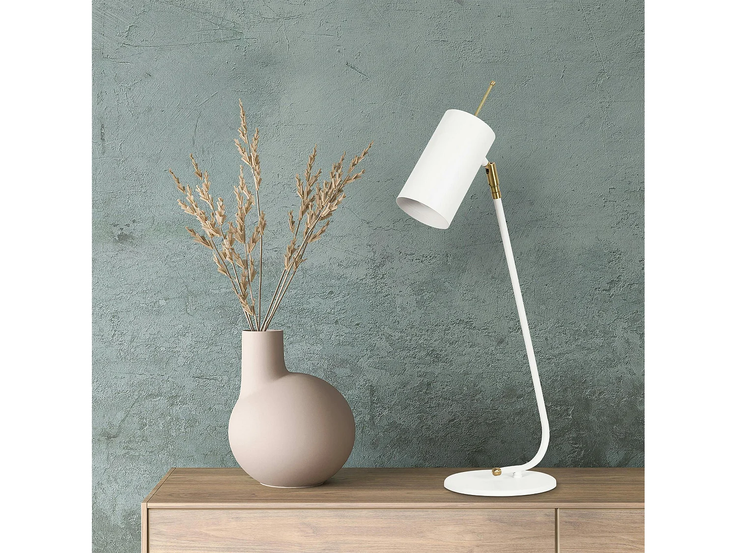 Lampe de table blanche, abat-jour orientable moderne chic SFAX