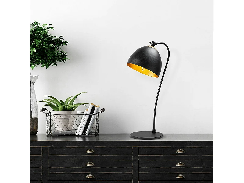 Lampe de chevet moderne noire et dorée, 54 cm SILE