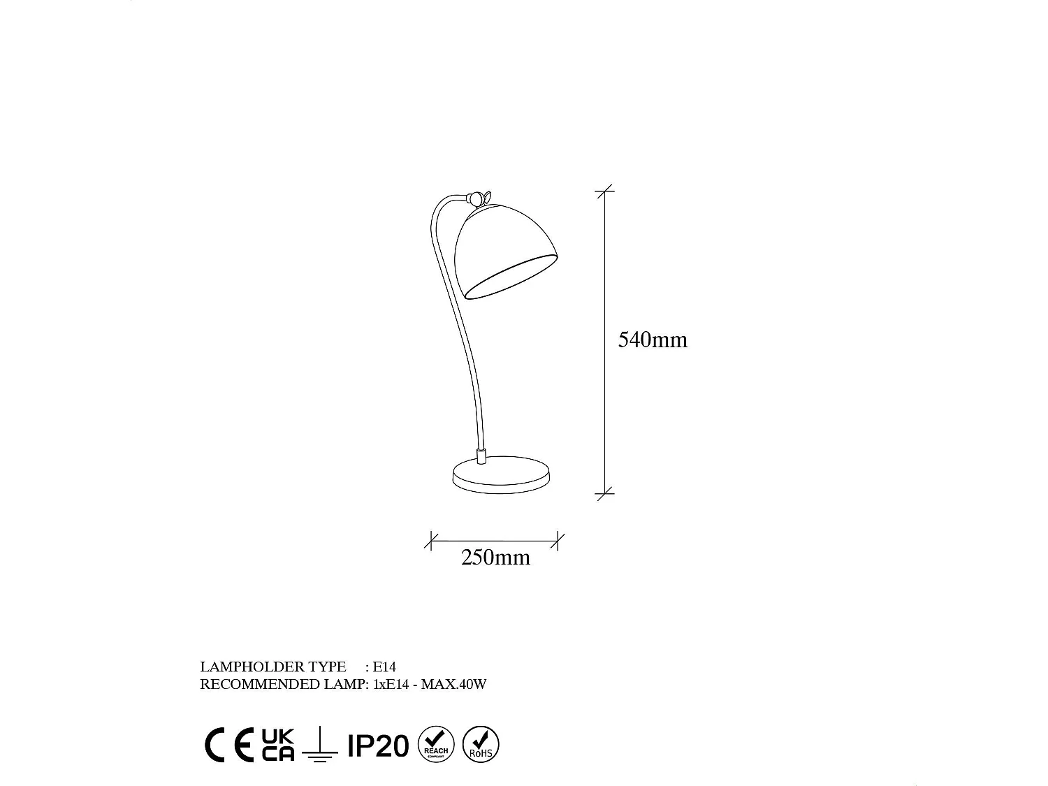 Lampe de chevet moderne noire et dorée, 54 cm SILE