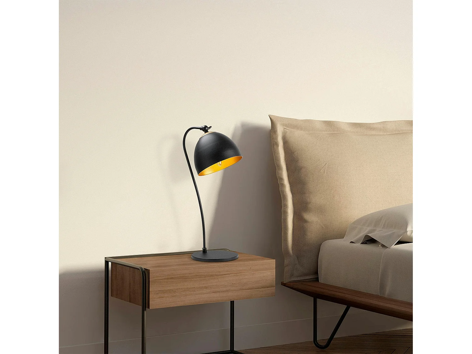 Lampe de chevet moderne noire et dorée, 54 cm SILE