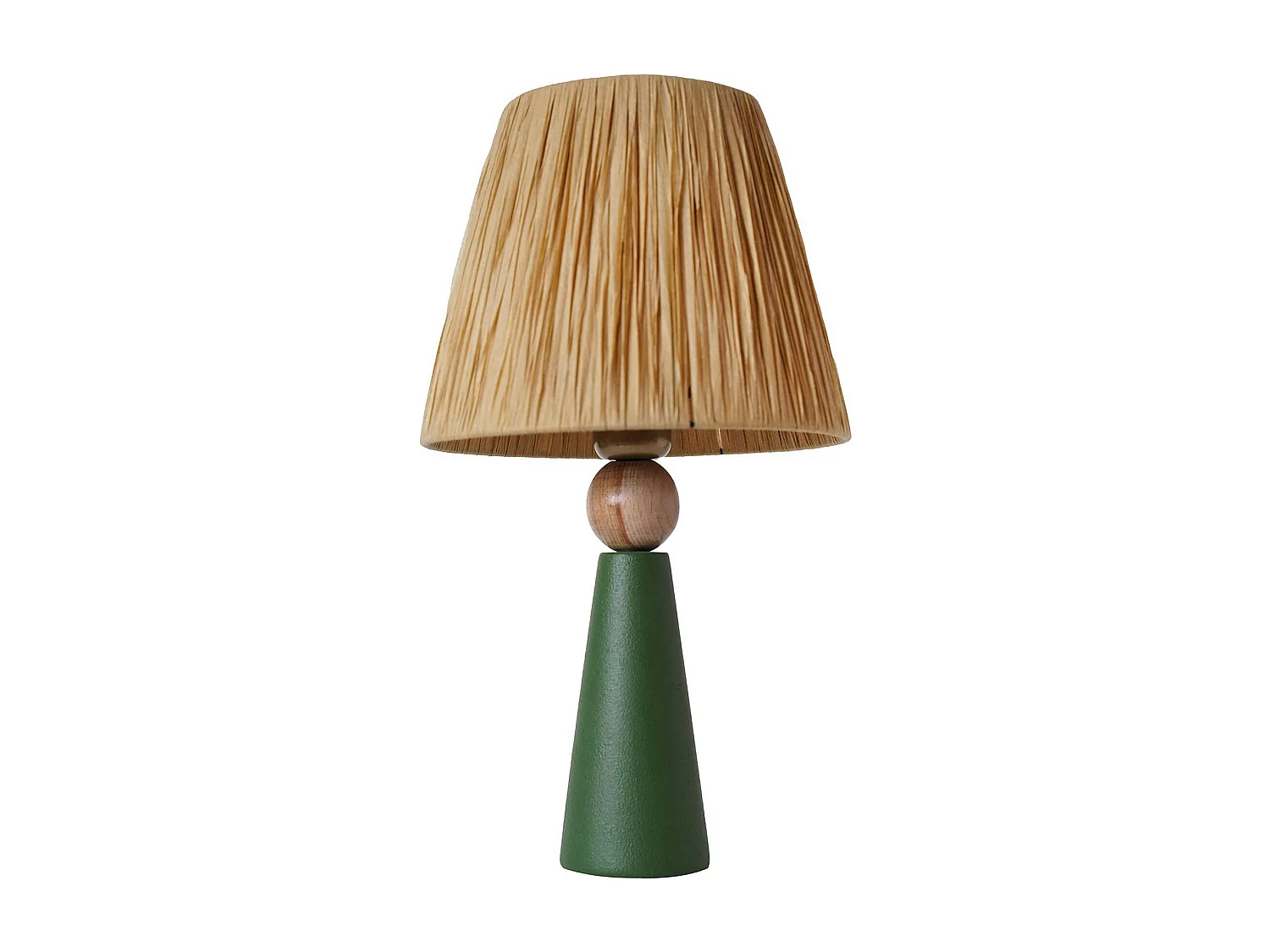 Lampe à poser rustique verte, abat-jour tissu plissé KARS
