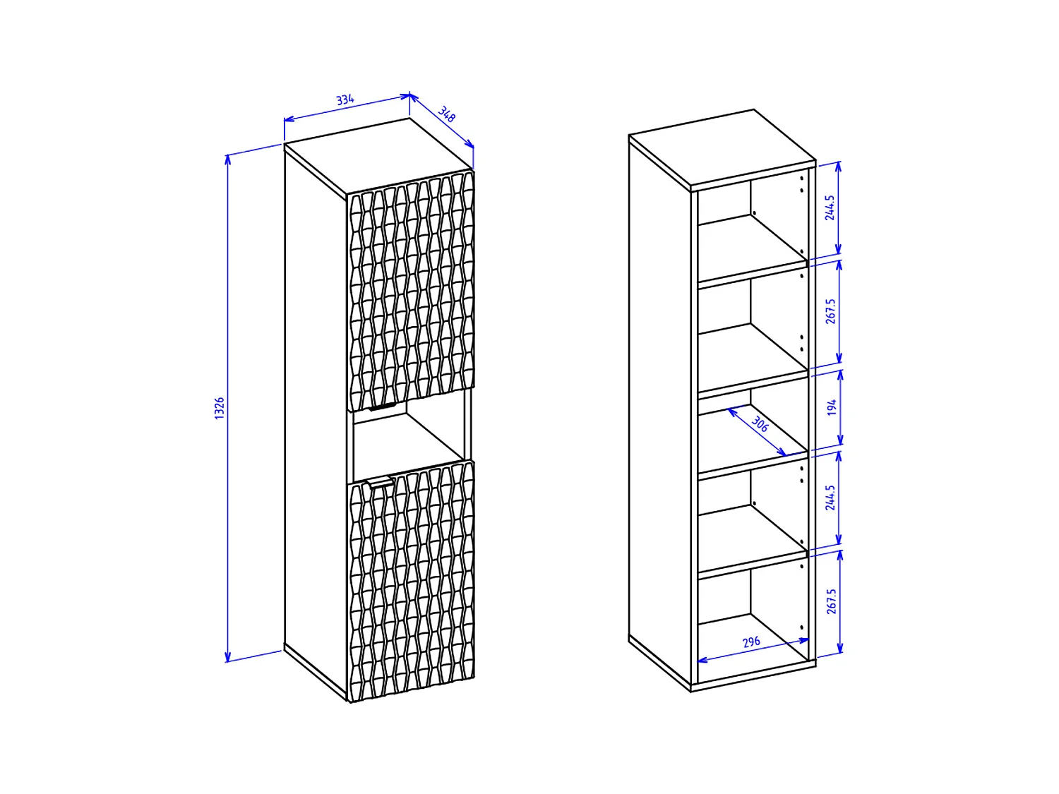 Ensemble meuble sous-vasque 60 cm colonne et armoire Nevia Bois et Noir