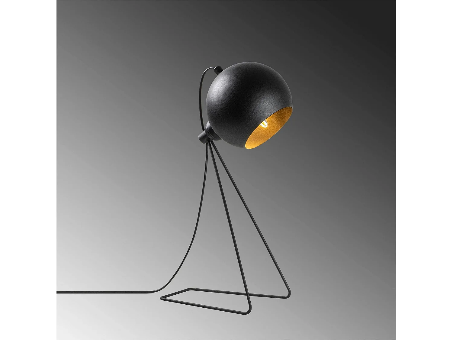 Lampe à poser design noire, abat-jour rond en métal SILE