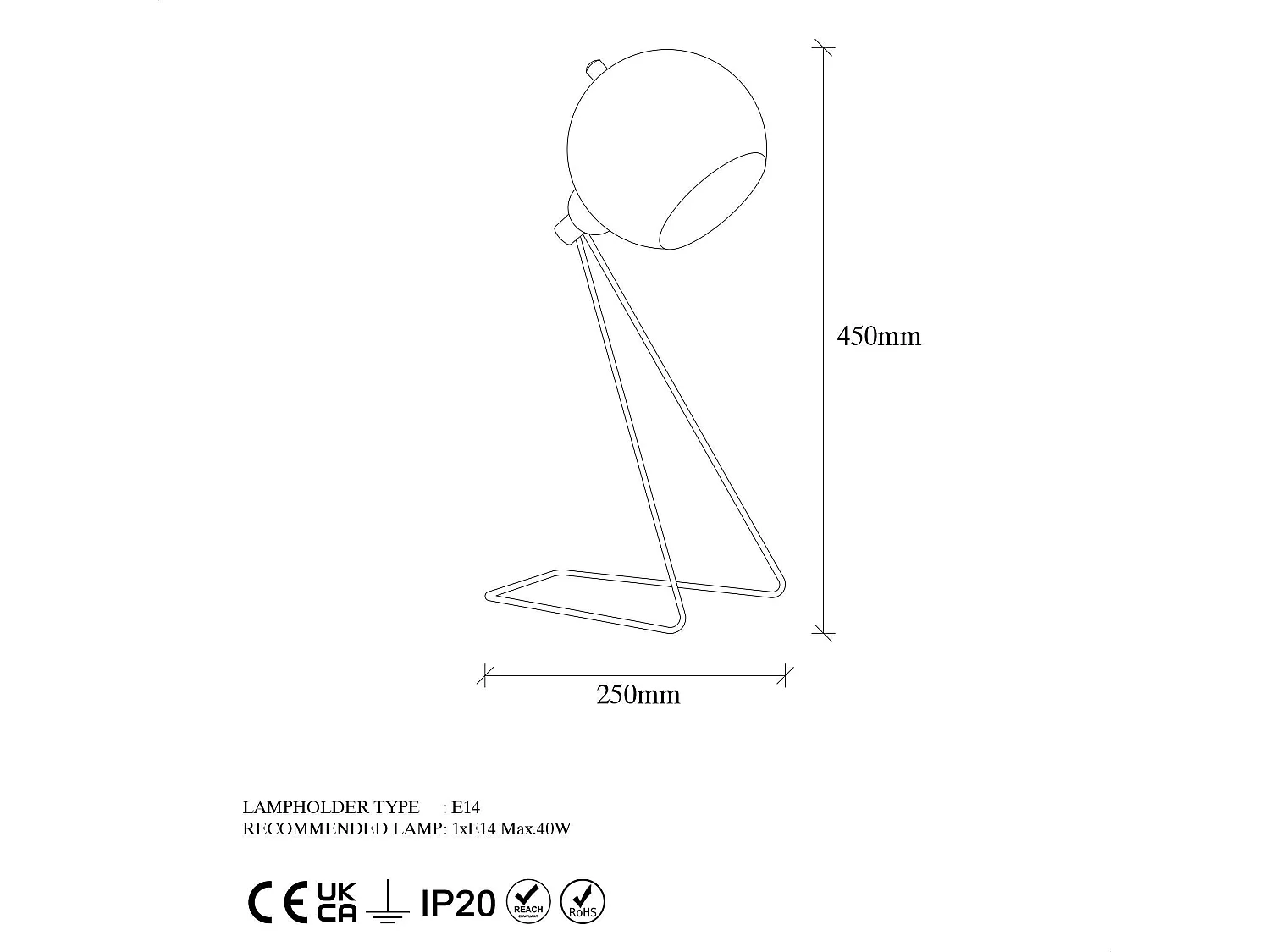 Lampe à poser design noire, abat-jour rond en métal SILE