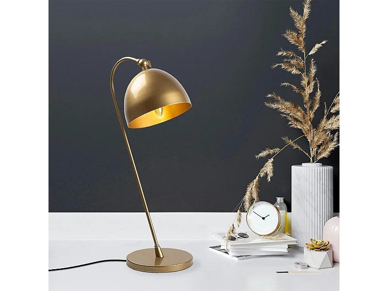 Lampe de chevet vintage cuivrée, abat-jour rond orientable SILE