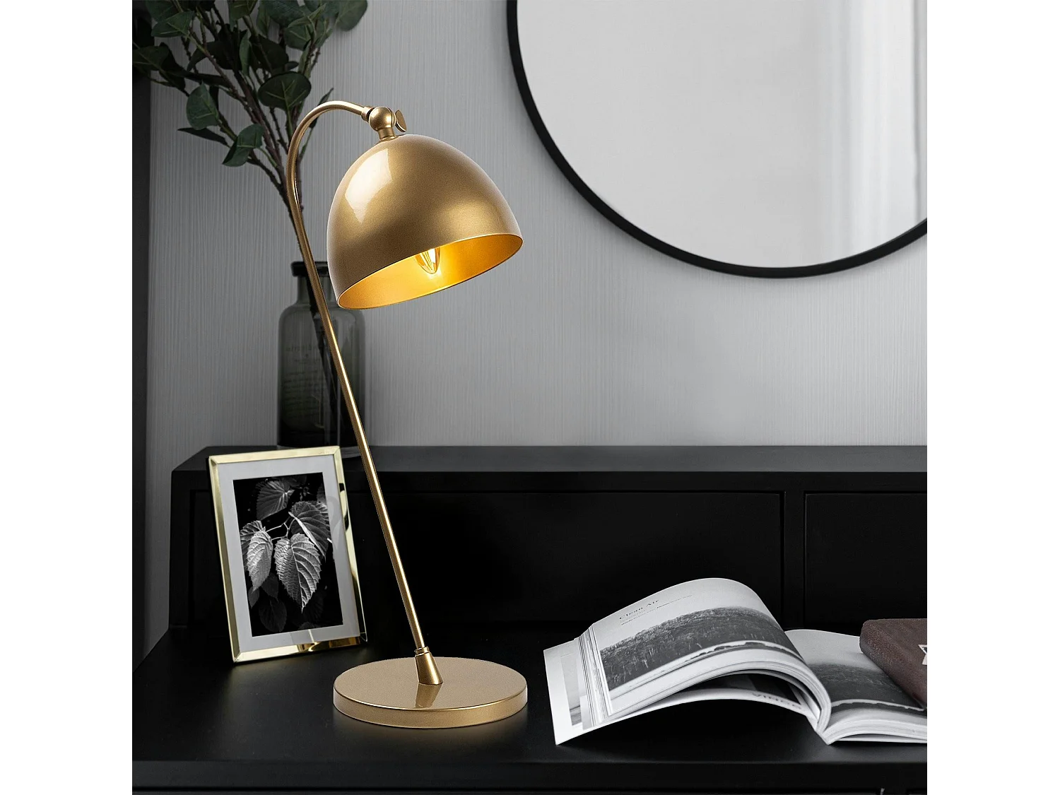 Lampe de chevet vintage cuivrée, abat-jour rond orientable SILE