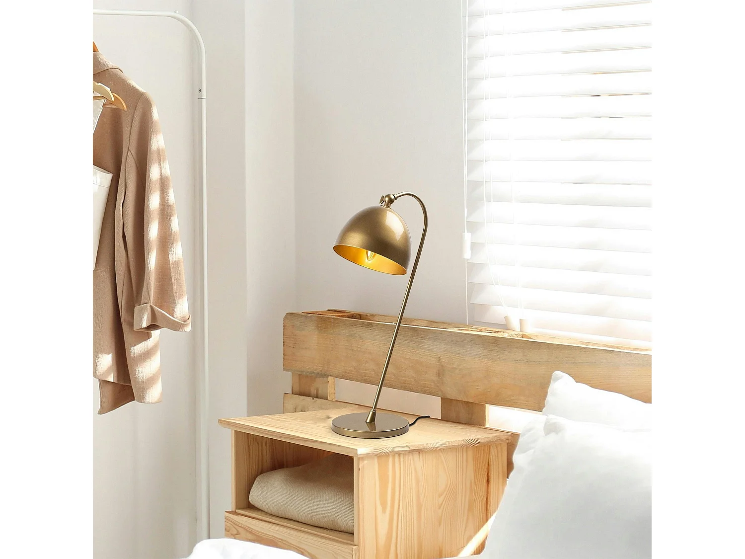 Lampe de chevet vintage cuivrée, abat-jour rond orientable SILE