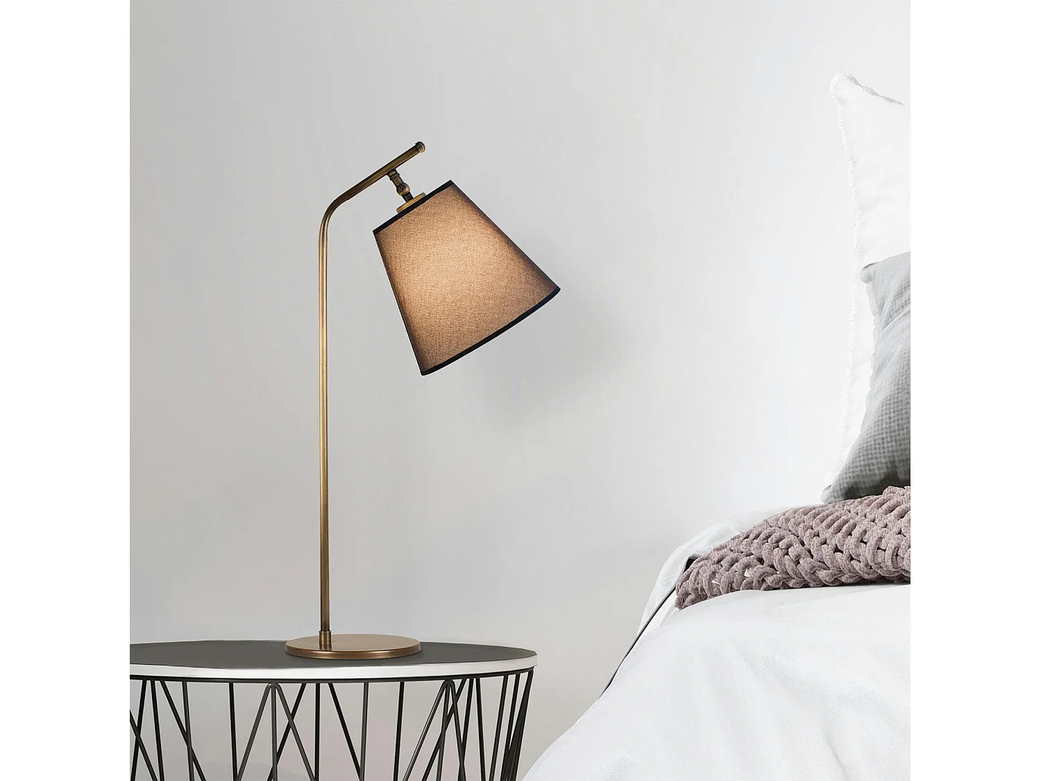 Lampe de chevet vintage, abat-jour marron orientable ZURICH