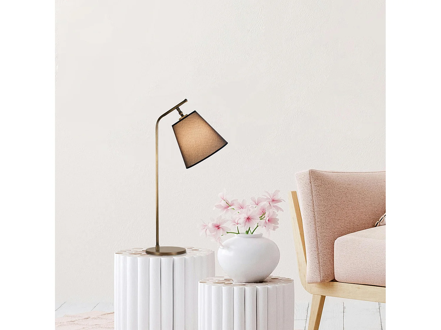 Lampe de chevet vintage, abat-jour marron orientable ZURICH