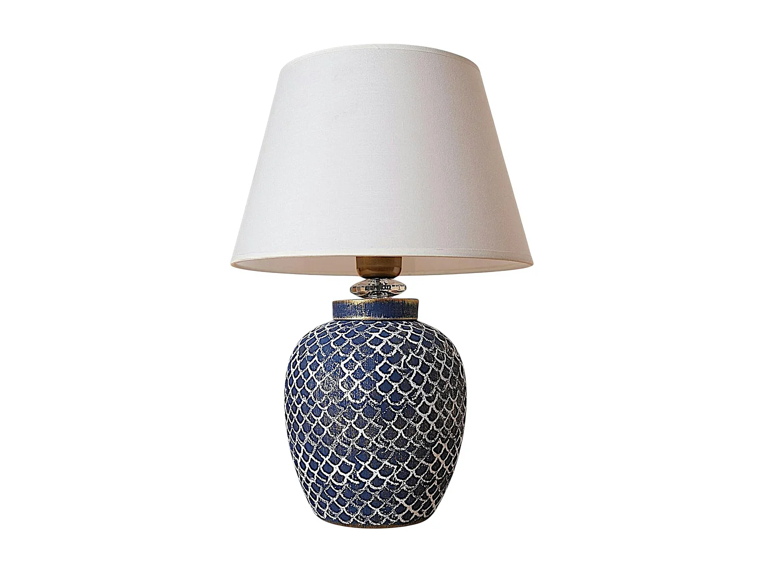 Lampe à poser bord de mer bleue, motif écailles KARS