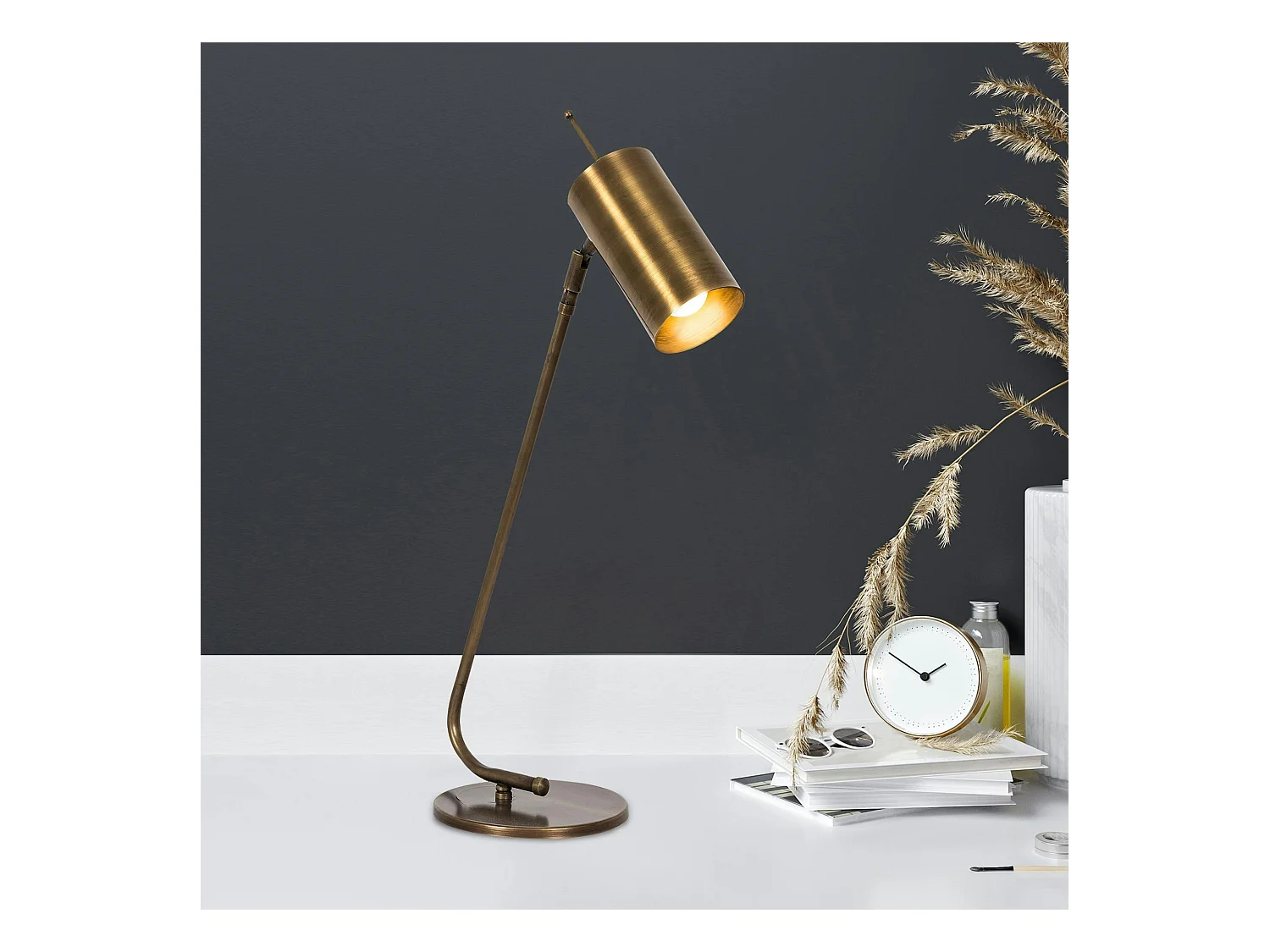 Lampe de table vintage, abat-jour tube orientable SFAX