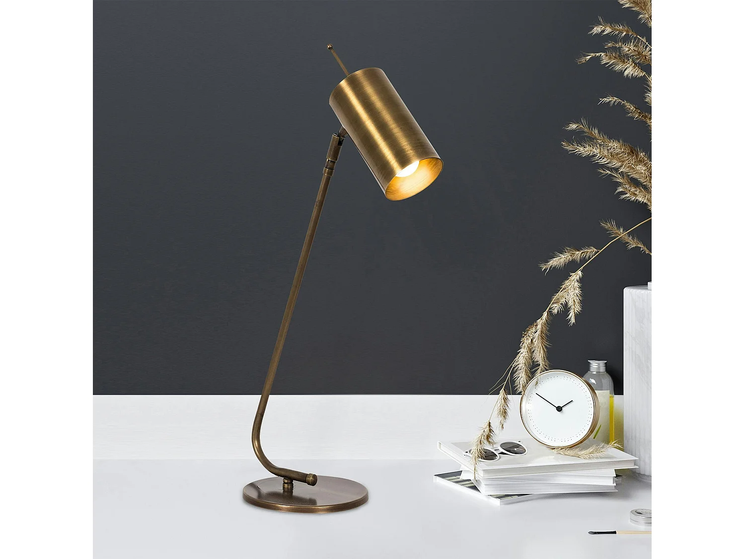 Lampe de table vintage, abat-jour tube orientable SFAX