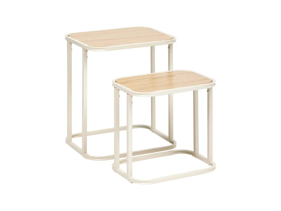 Lot de 2 Tables d'Appoint Gigognes "Curvy" 46cm Naturel