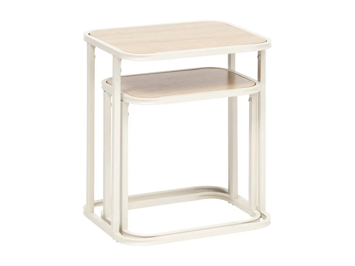 Lot de 2 Tables d'Appoint Gigognes "Curvy" 46cm Naturel