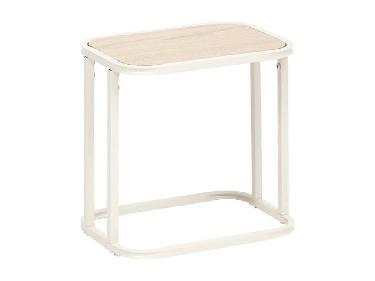 Set de 2 mesas auxiliares Curvi diseño fijo natural/blanco