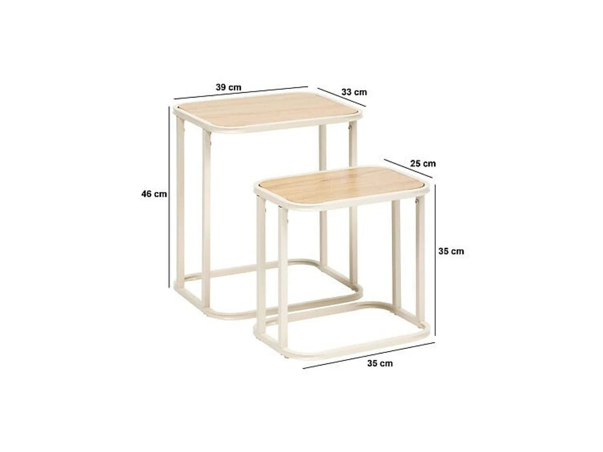 Lot de 2 Tables d'Appoint Gigognes "Curvy" 46cm Naturel