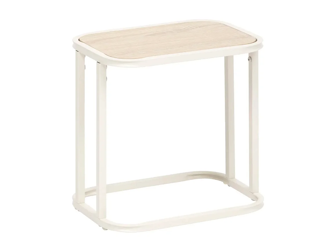 Set de 2 mesas auxiliares Curvi diseño fijo natural/blanco