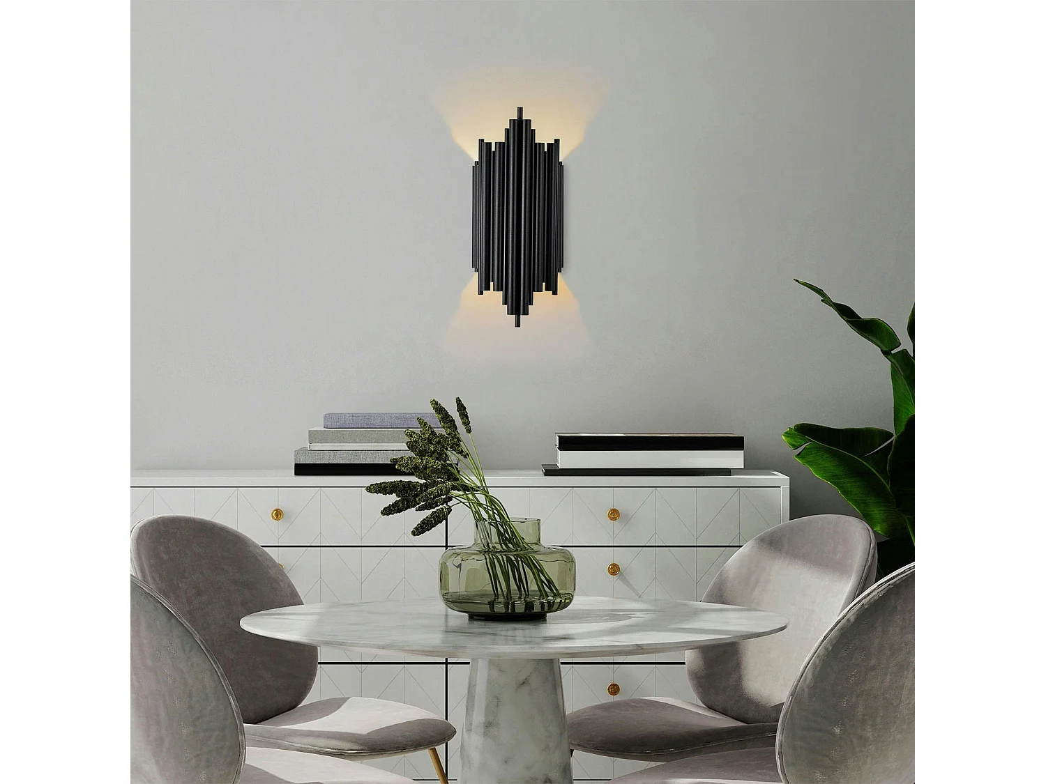 Applique design noire, structure graphique H. 50 cm SFAX