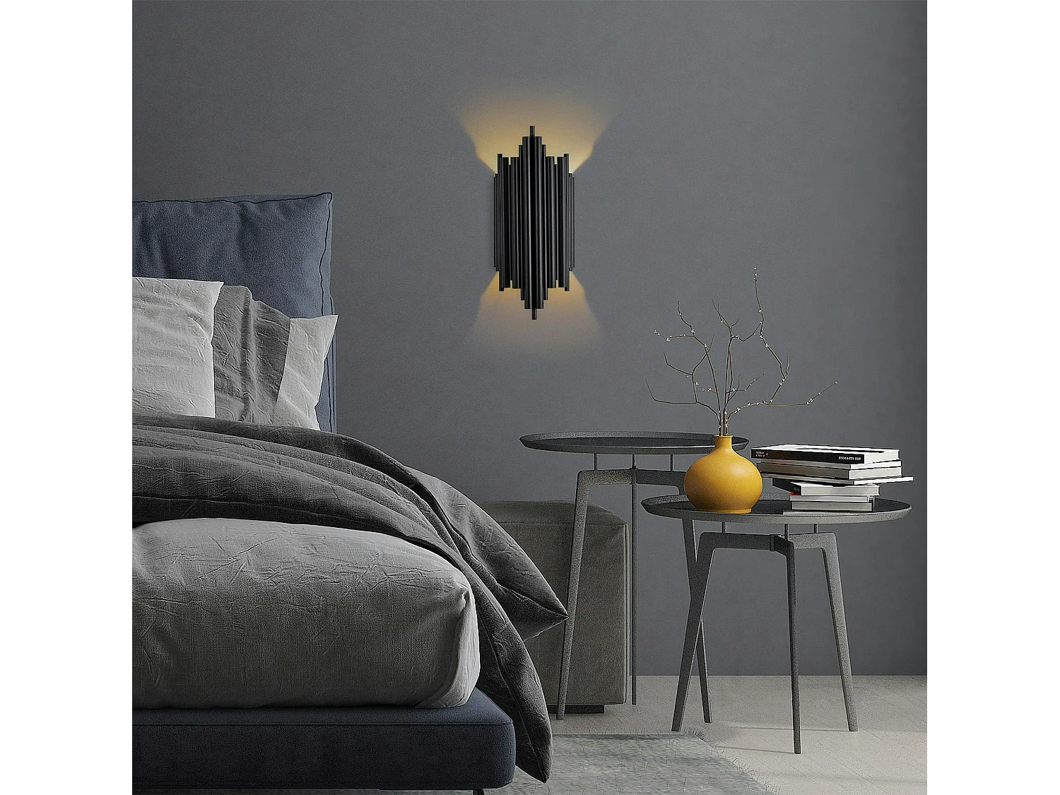 Applique design noire, structure graphique H. 50 cm SFAX