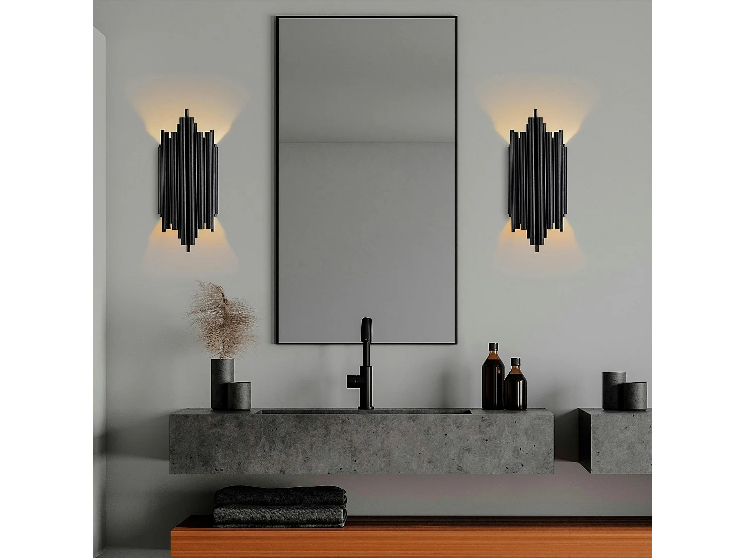 Applique design noire, structure graphique H. 50 cm SFAX