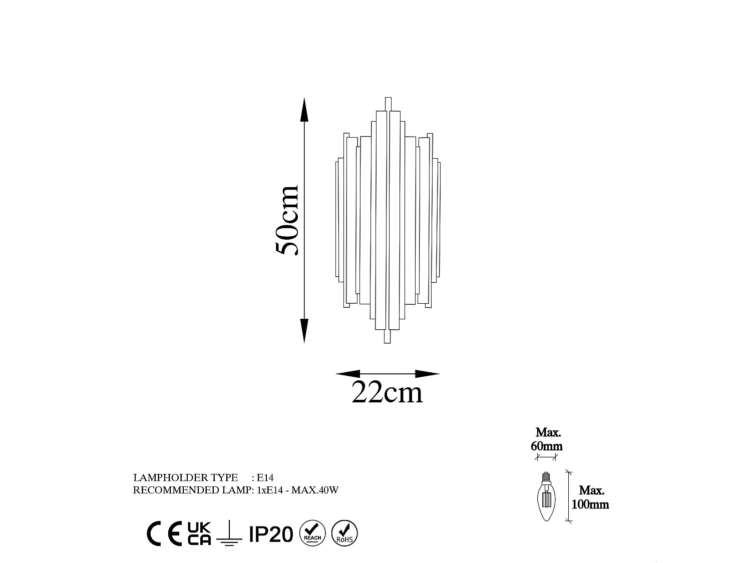Applique design noire, structure graphique H. 50 cm SFAX