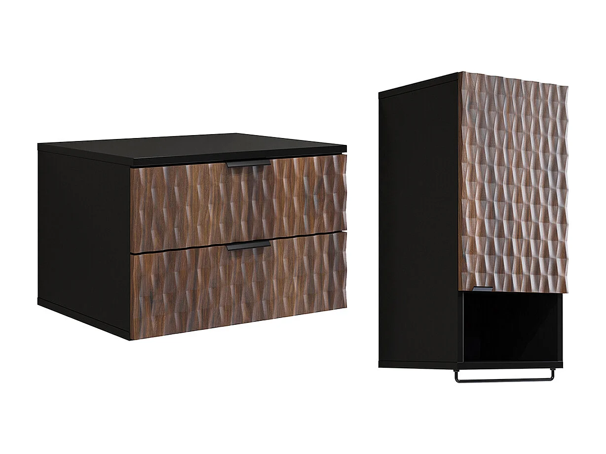 Conjunto de móveis de casa de banho com lavatório duplo Nevia madeira e preto