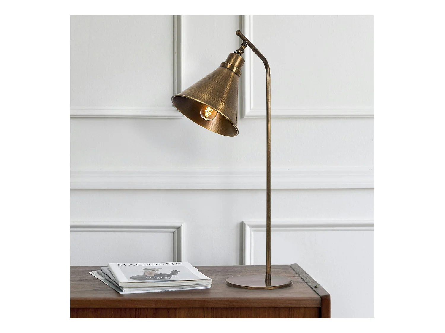 Lampe à poser vintage finition cuivrée, tête orientable SILE