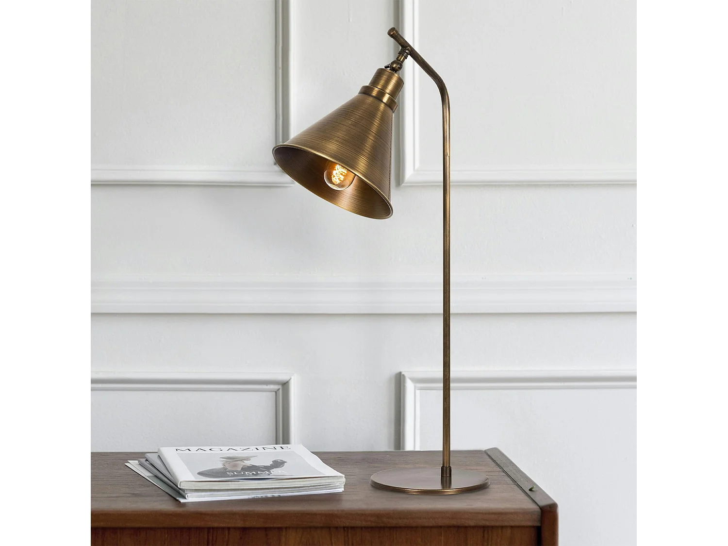 Lampe à poser vintage finition cuivrée, tête orientable SILE