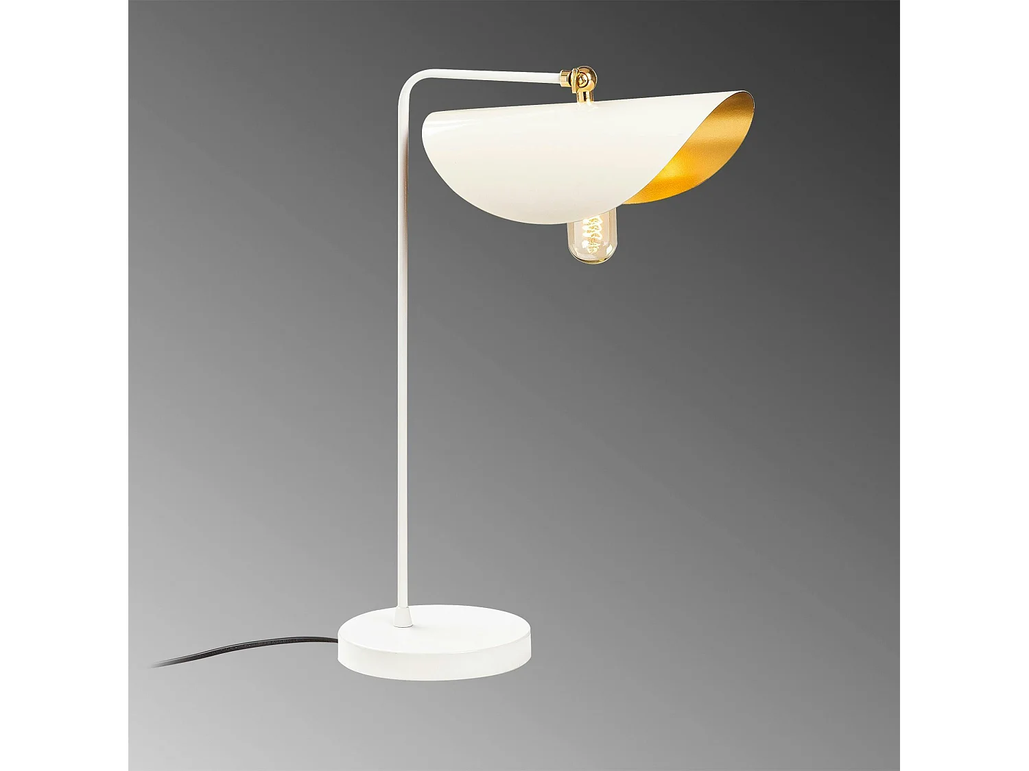 Lampe de table moderne blanche, abat-jour galbé SINOP
