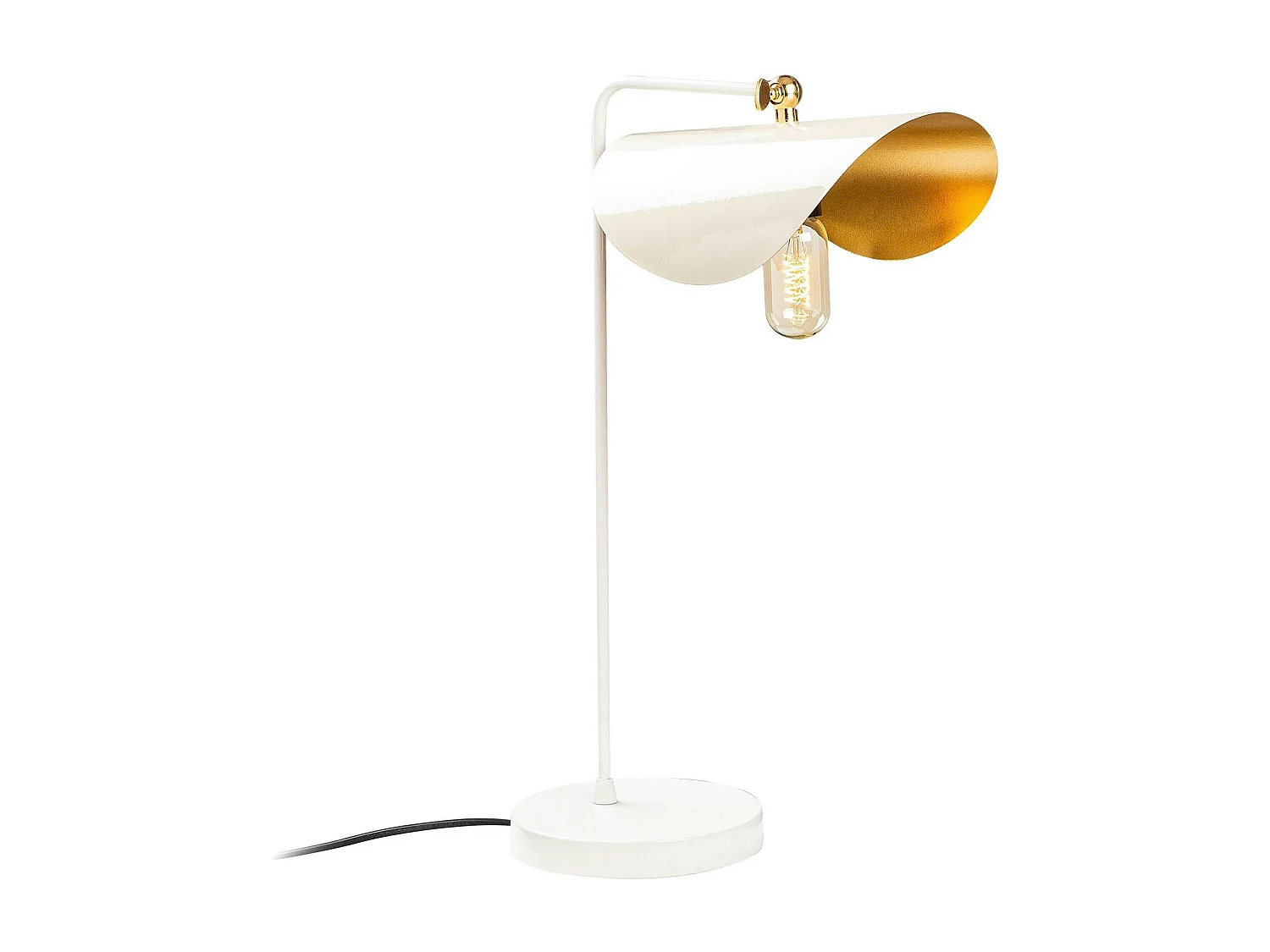 Lampe de table moderne blanche, abat-jour galbé SINOP
