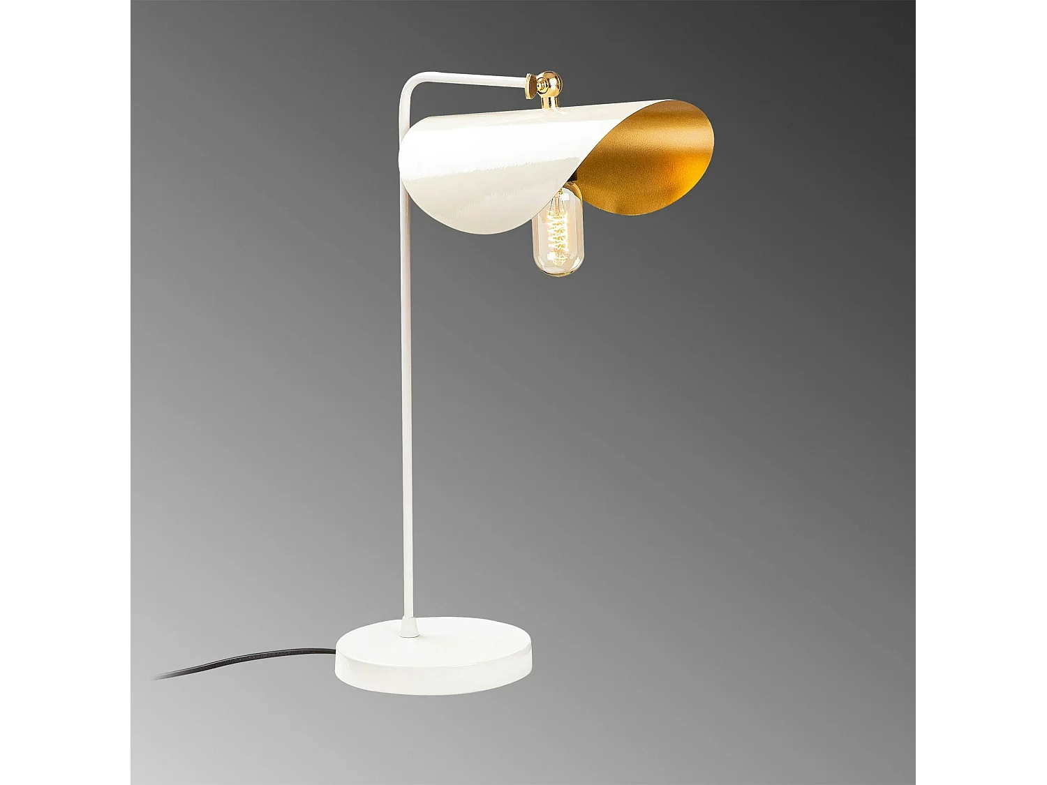 Lampe de table moderne blanche, abat-jour galbé SINOP
