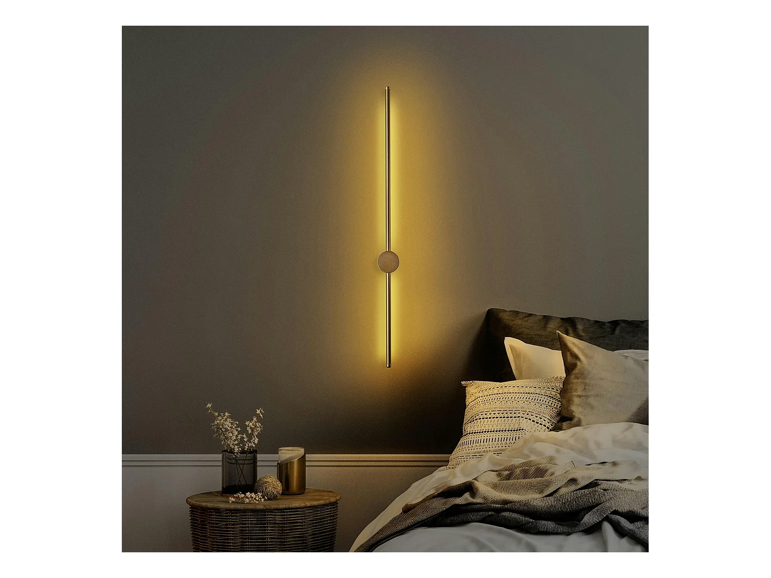 Applique murale LED design, 1 tige dorée verticale VIESTE