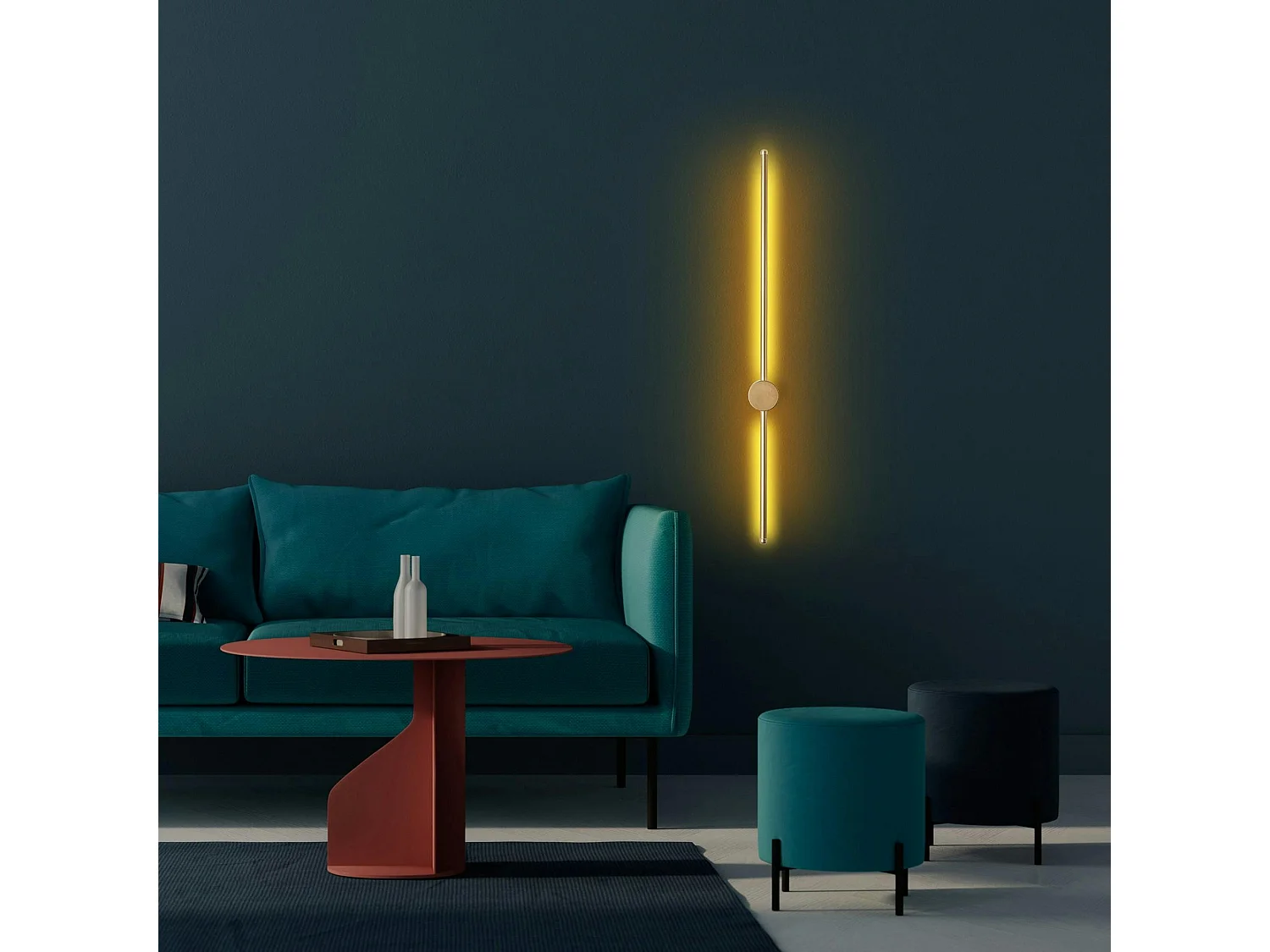 Applique murale LED design, 1 tige dorée verticale VIESTE