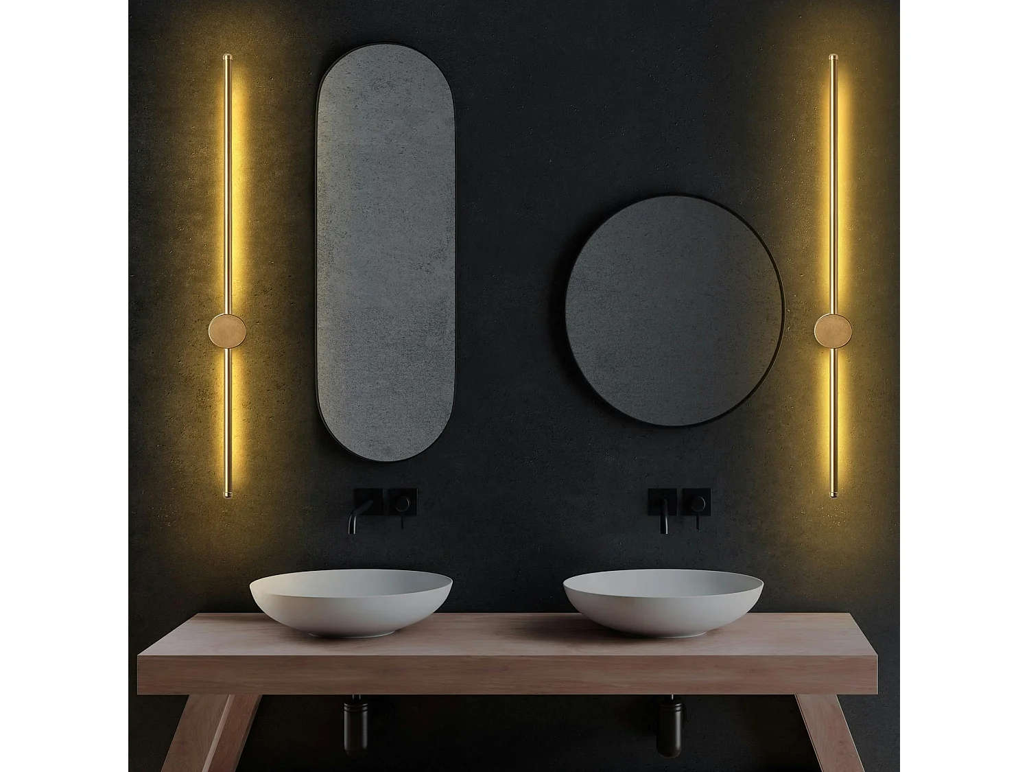 Applique murale LED design, 1 tige dorée verticale VIESTE