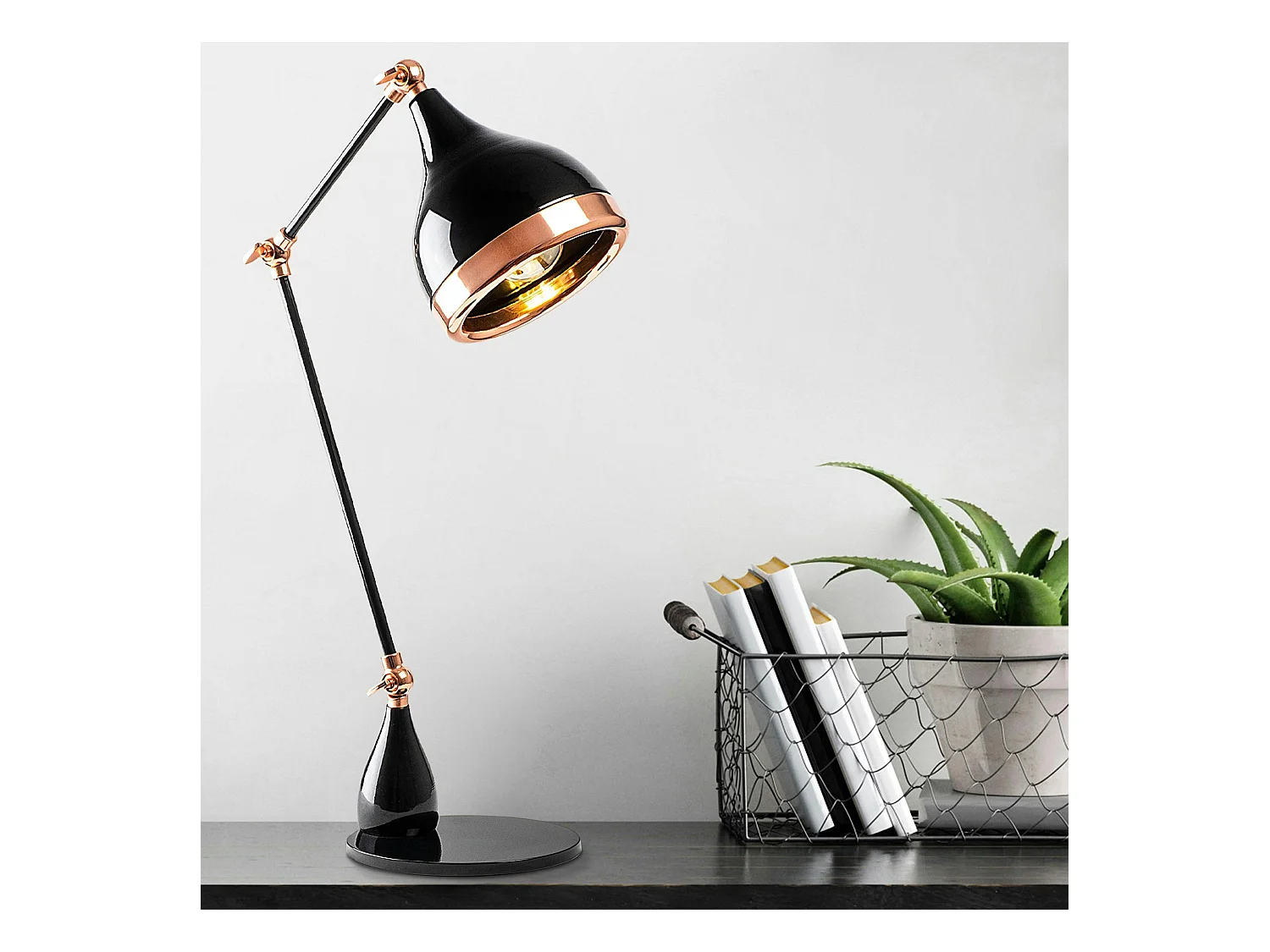 Lampe articulée design noir & cuivre, style moderne chic SILE