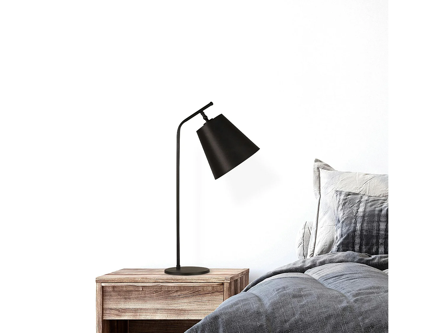 Lampe de chevet vintage noire, abat-jour orientable ZURICH