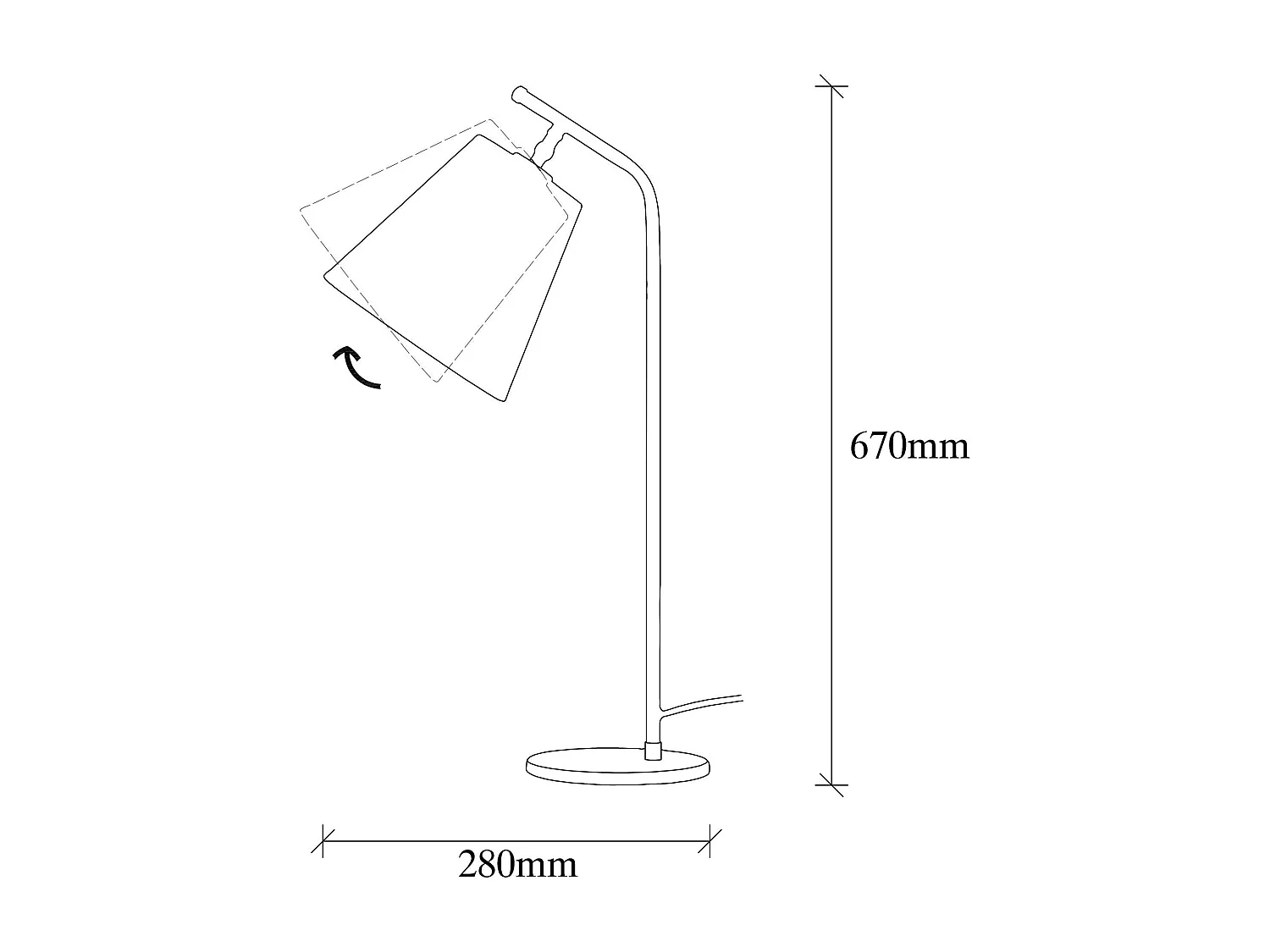 Lampe de chevet vintage noire, abat-jour orientable ZURICH
