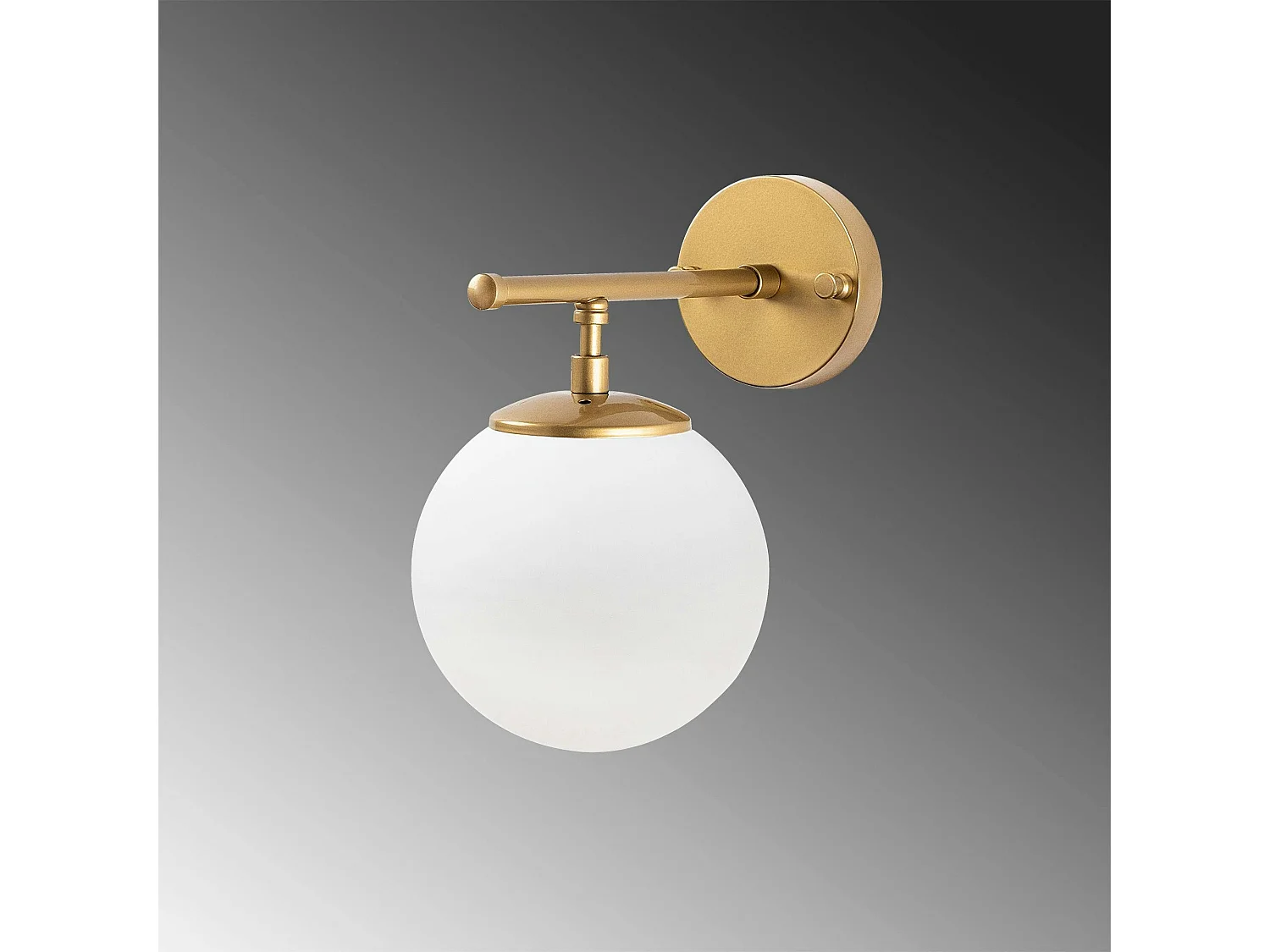 Applique murale art déco dorée, globe blanc sur tige SIERRE