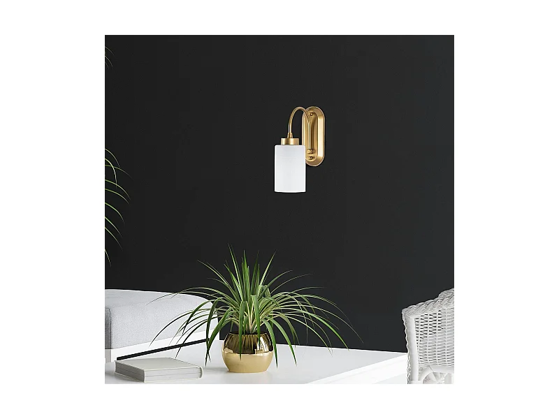 Applique murale art déco dorée, abat-jour blanc SIERRE