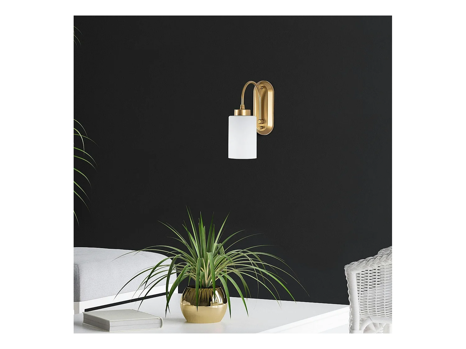 Applique murale art déco dorée, abat-jour blanc SIERRE