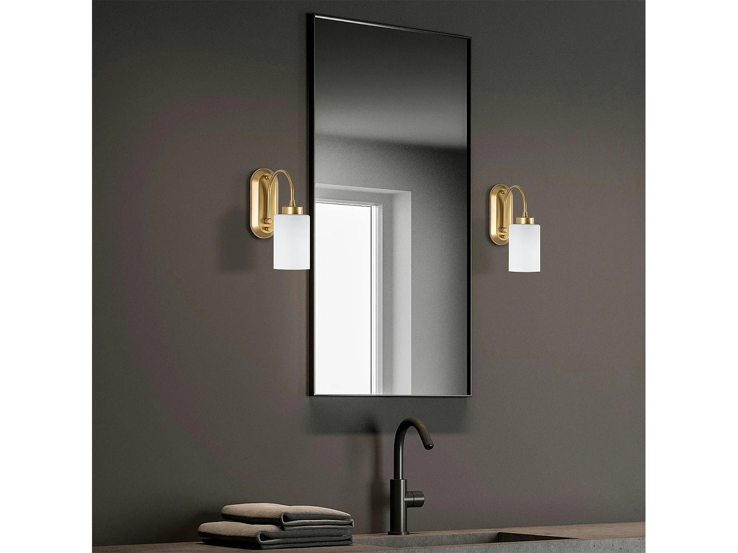 Applique murale art déco dorée, abat-jour blanc SIERRE