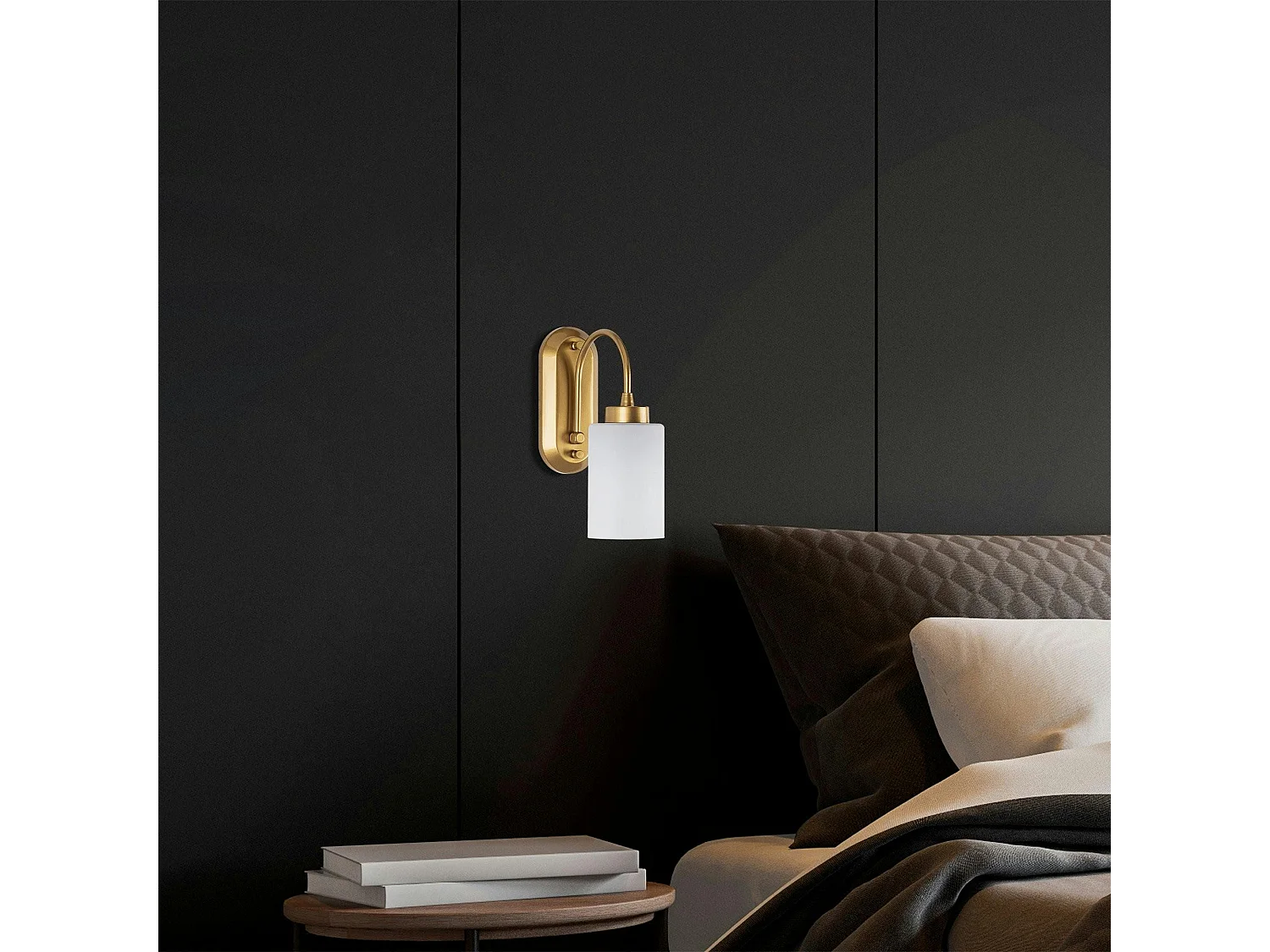 Applique murale art déco dorée, abat-jour blanc SIERRE