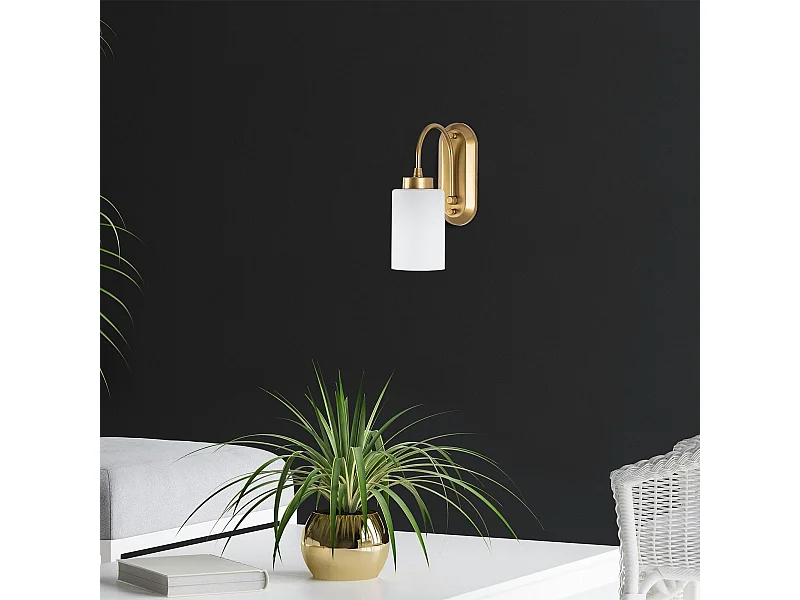 Applique murale art déco dorée, abat-jour blanc SIERRE