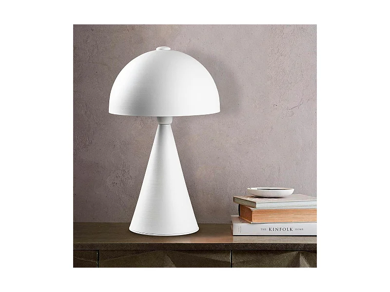 Lampe de table design blanche, abat-jour rond vintage SILE