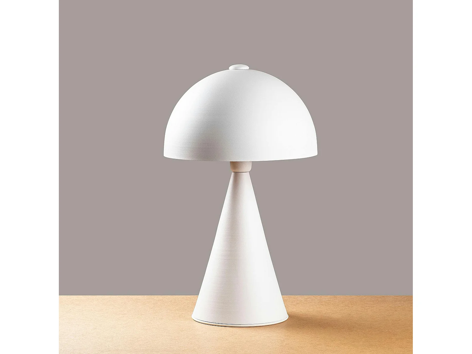 Lampe de table design blanche, abat-jour rond vintage SILE