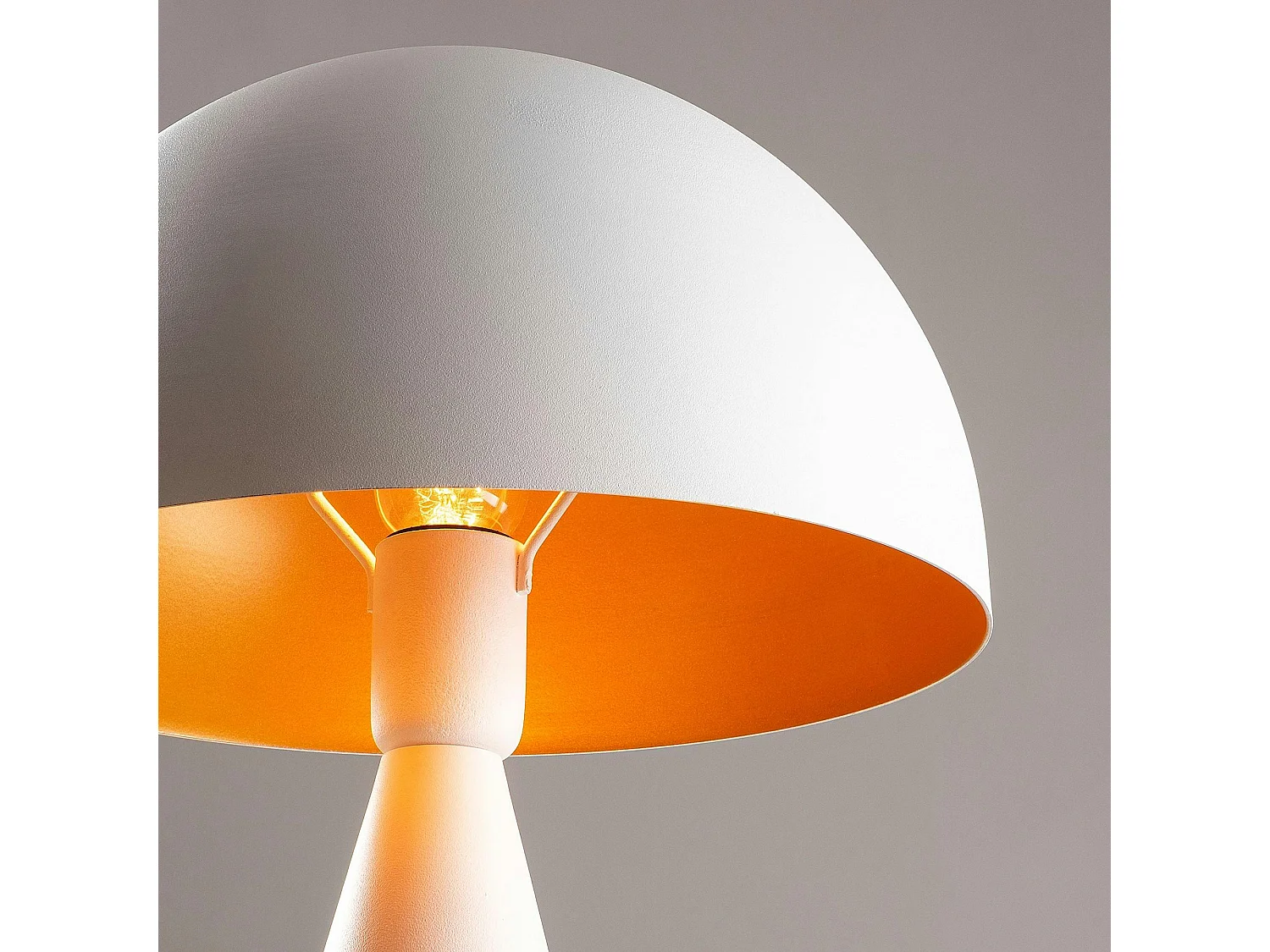 Lampe de table design blanche, abat-jour rond vintage SILE