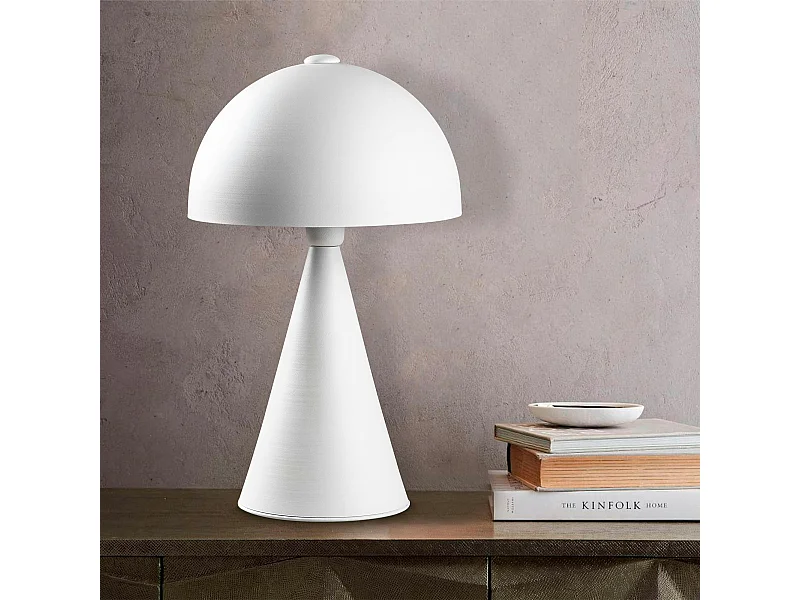 Lampe de table design blanche, abat-jour rond vintage SILE